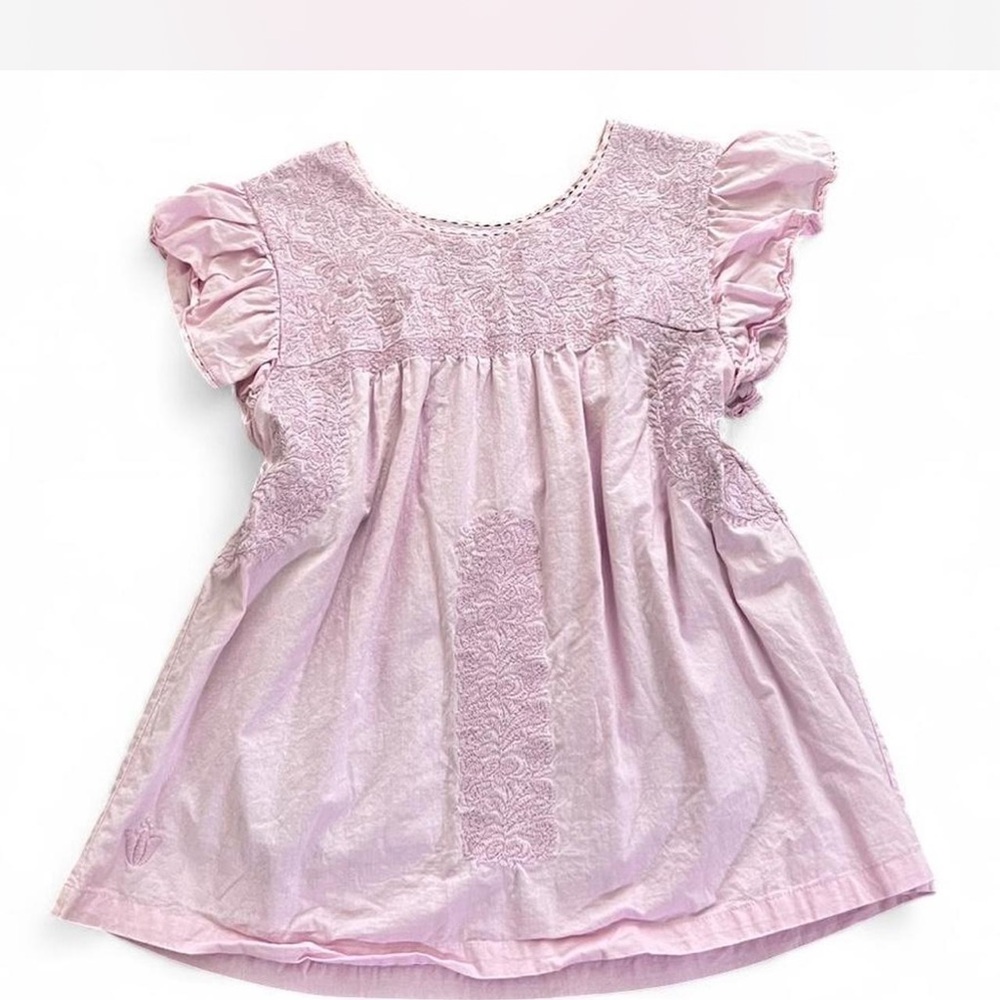 J.marie light Pink Embroidered Flutter Sleeve Blouse